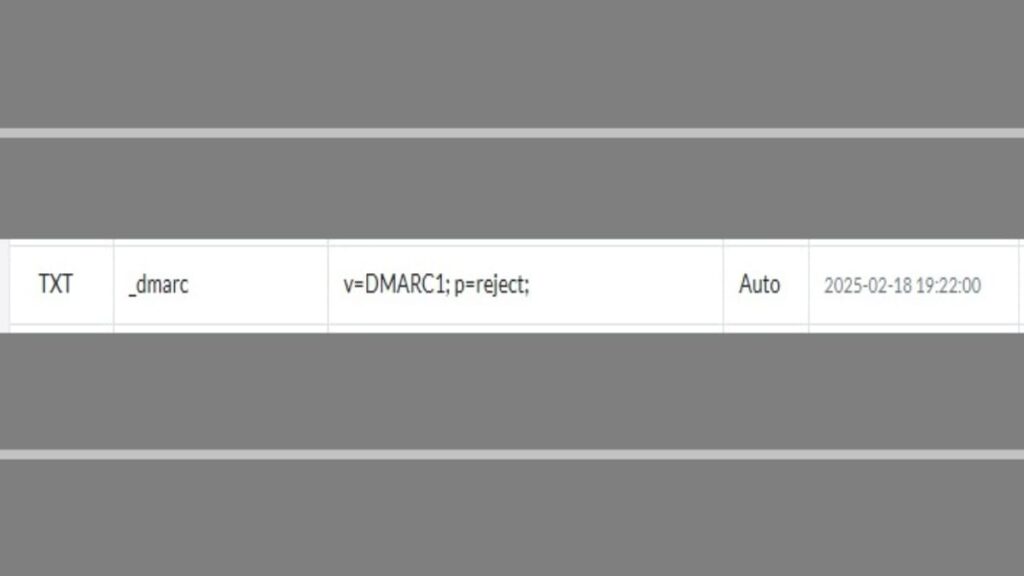 add dmarc records ends after scrolling through records to confirm success of add dmarc record to dns