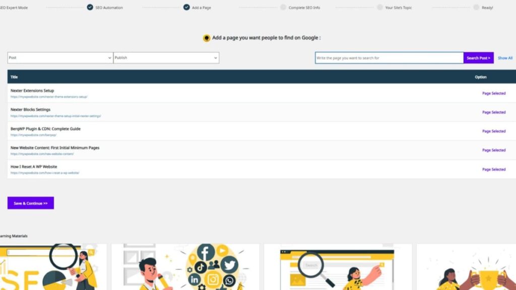 after tapping posts to become focus pages for more seo optimizing later
