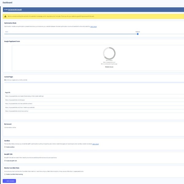 default berqwp dashboard after install