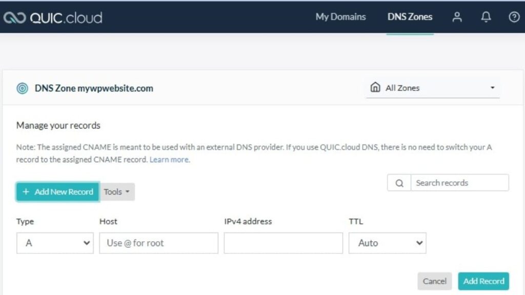 how to add dmarc records begins after you tap on add new record