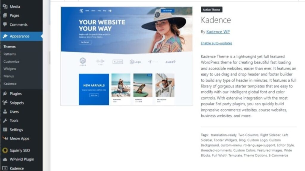 how to rebuild a website applying kadence theme and blocks