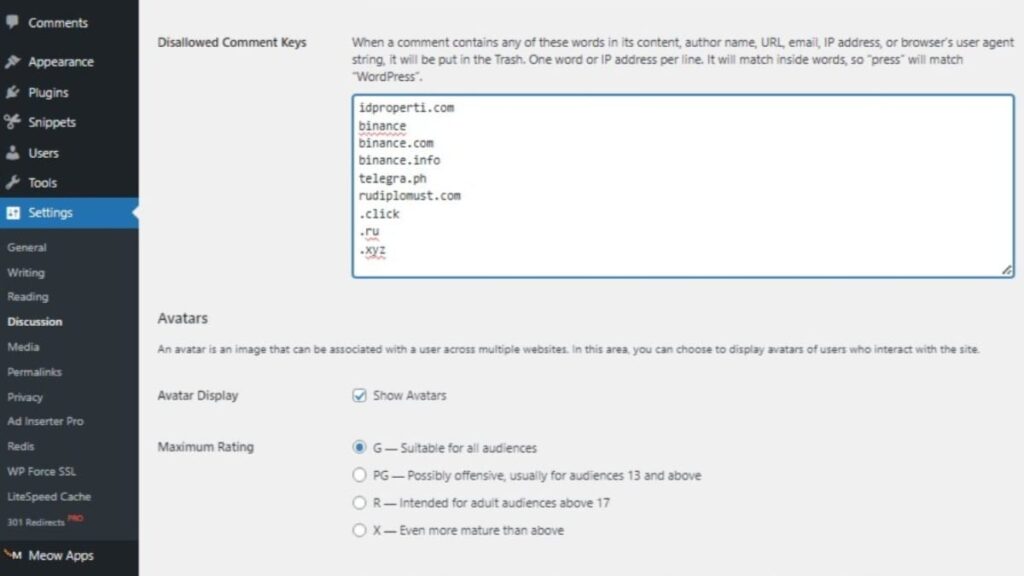 initial rebuild website function of disallowed comment settings to recreate a website in wordpress