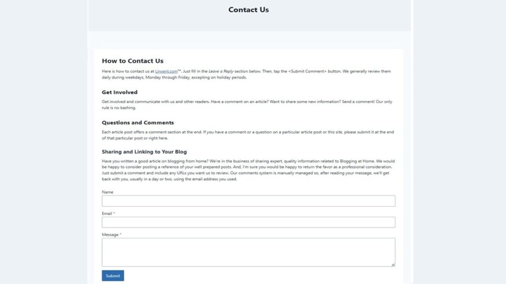navigation contact page