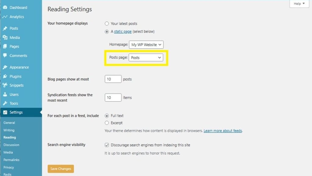 navigation posts page assigned