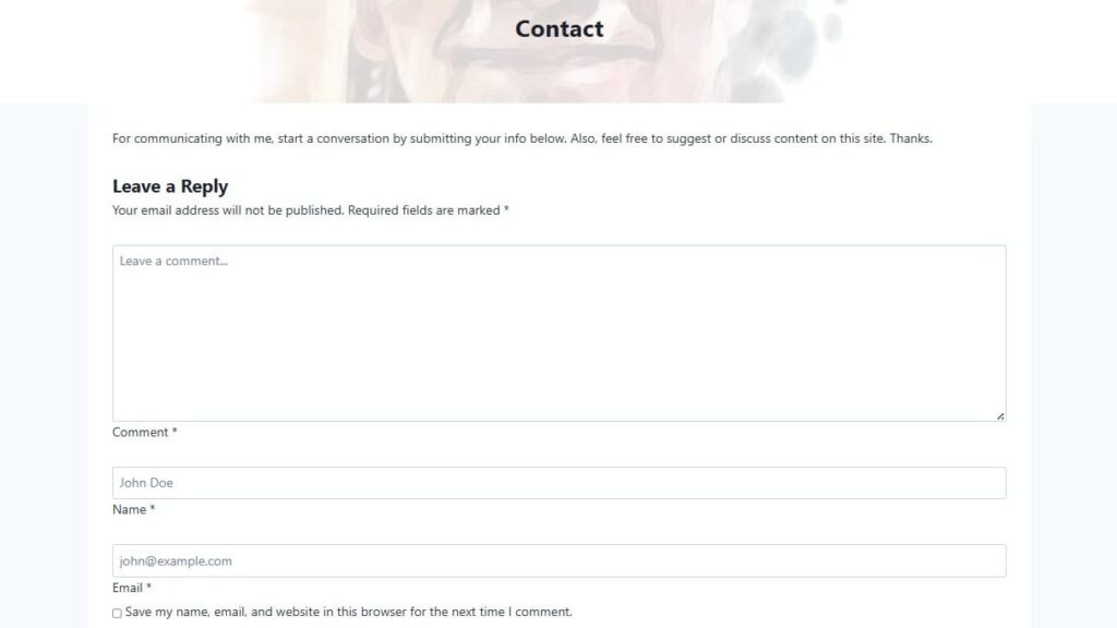 simple contact page is a minimum required page
