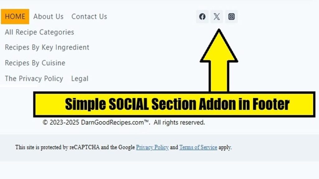 simple social section addon in footer