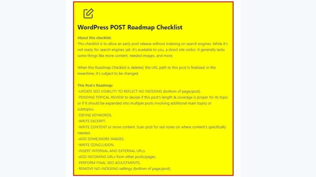 wordpress post roadmap checklist